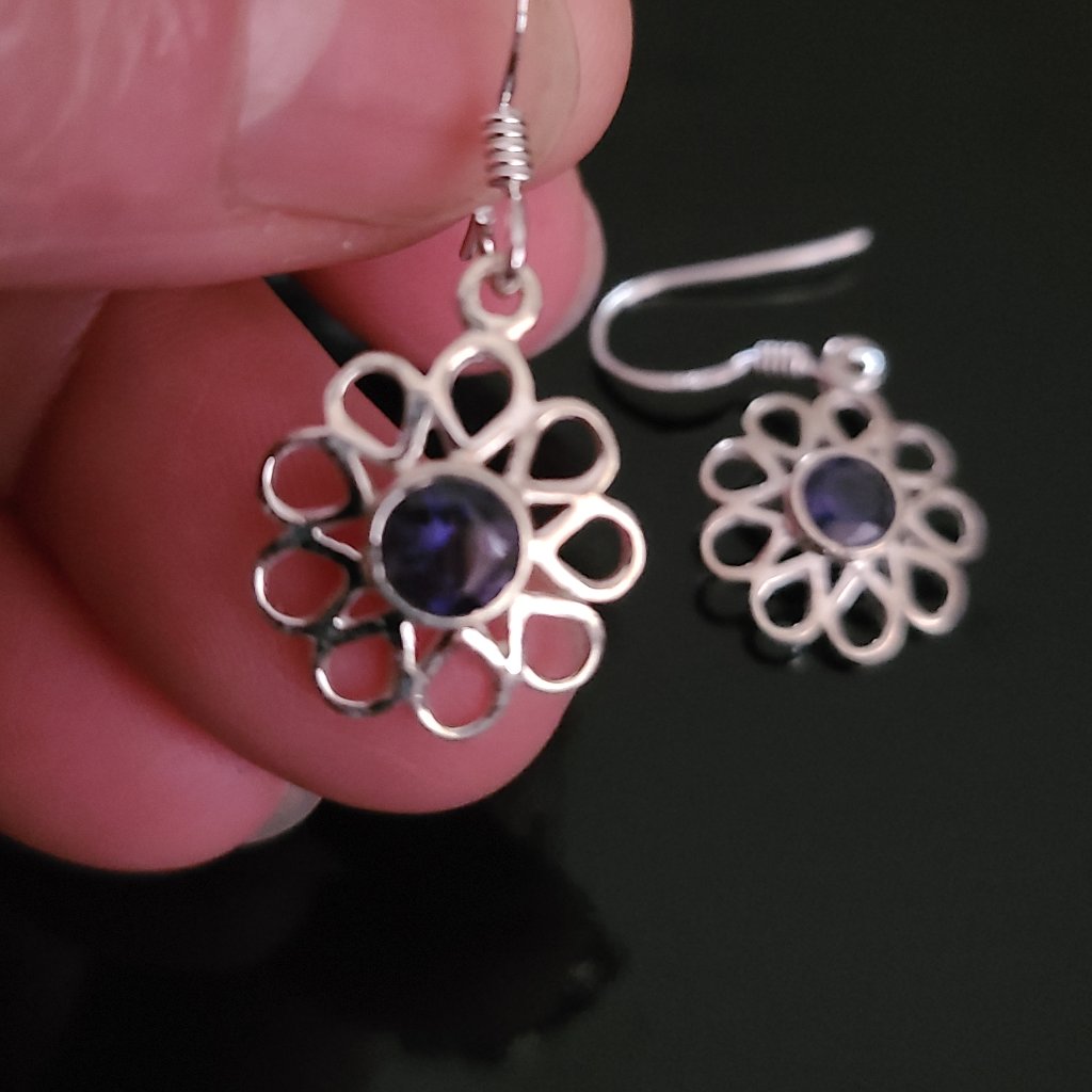 Iolite Dangle Earrings Sterling SilverSterling Silver EarringsGemstone Earring